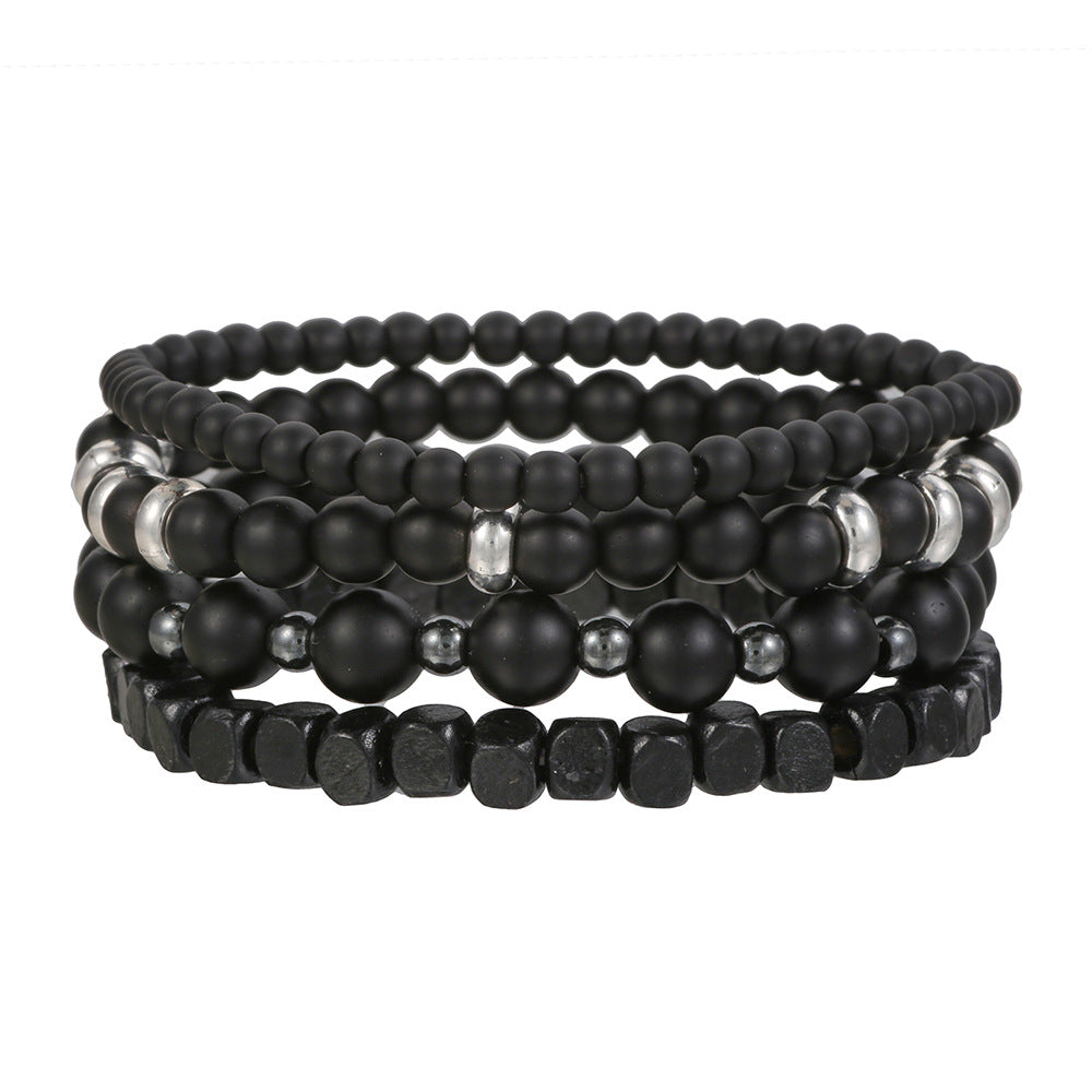 Men's Stretch Volcanic Stone Ornament Fashion Black Bracelets