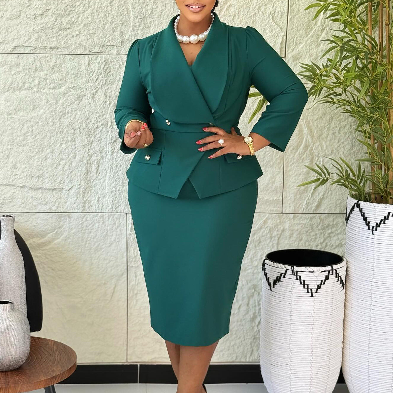 Women Clothing Arrival Women Clothing Fashionable Elegant Solid Color Sheath African Dress