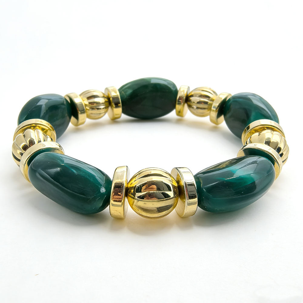 Women's Fashion Retro Irregular Resin Color Elastic Bracelets