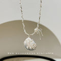 Women's Style Fashion Shell Love Pink Zirconium Broken Sier Niche Bow Necklace