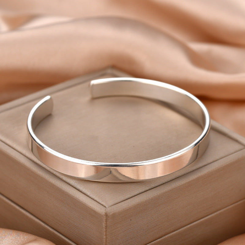 Women's Korean Style Fashion Elegance Retro Imitation Sier Simple Opening Flat Bracelet