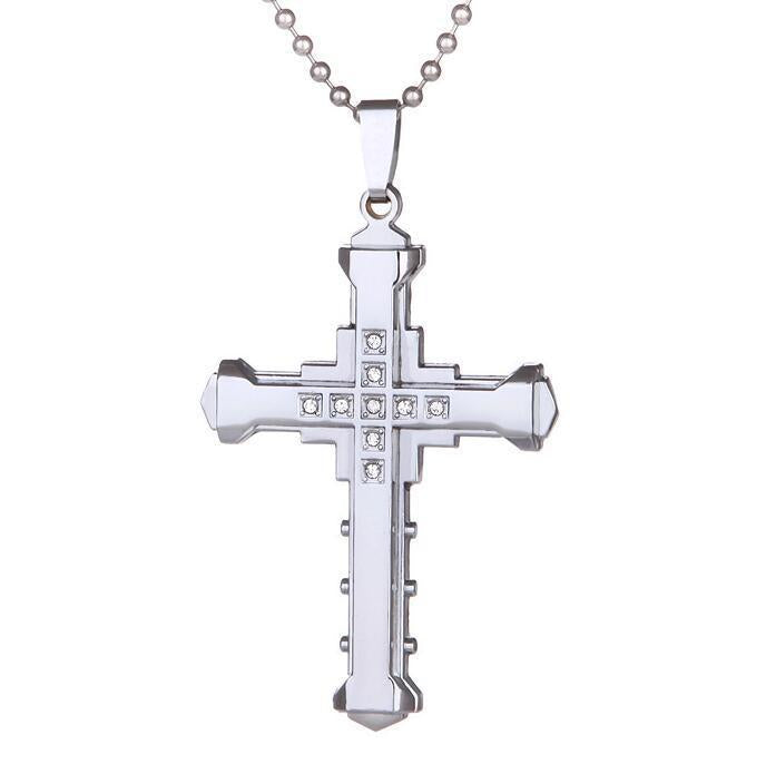 Comfortable Men's Dark Knight Cross Diamond Necklace