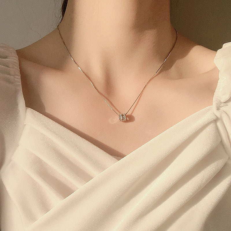 Women's Cold Style Sterling Diamond Inlaid Clavicle Chain Necklaces