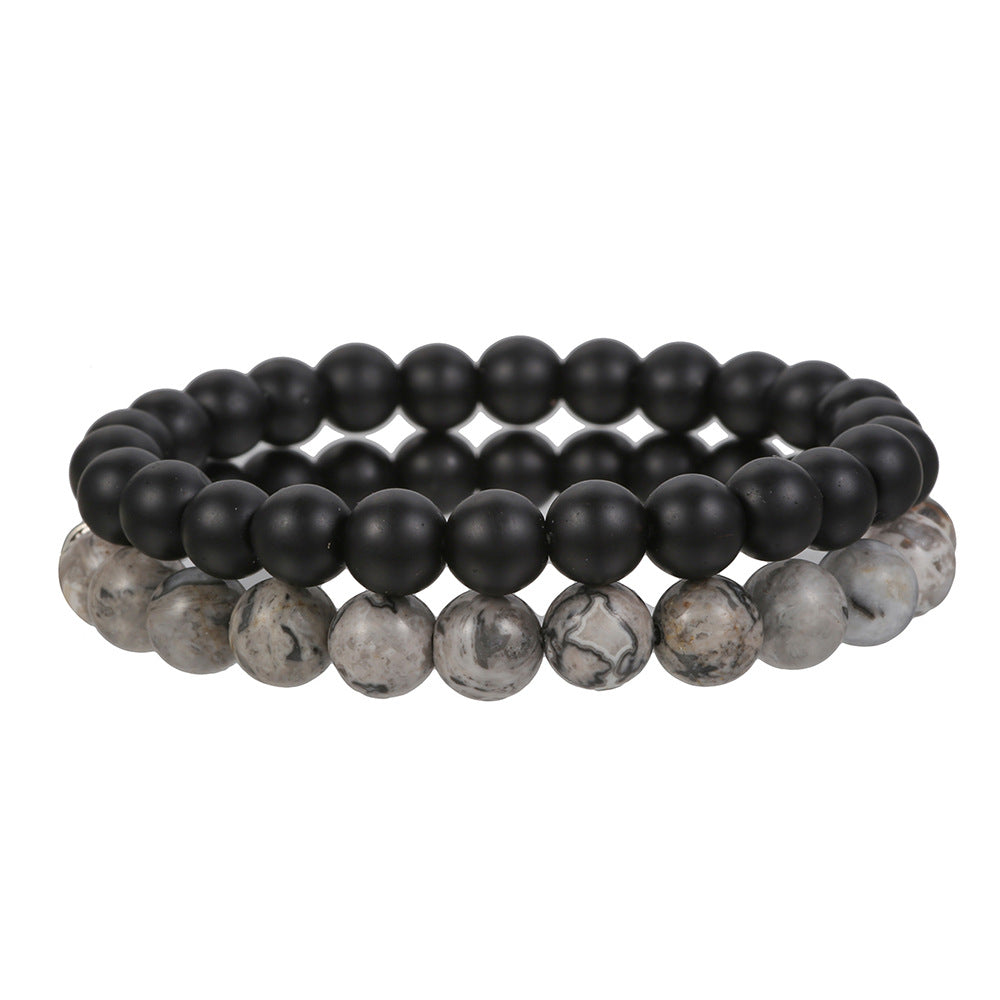 Men's Stretch Volcanic Stone Ornament Fashion Black Bracelets