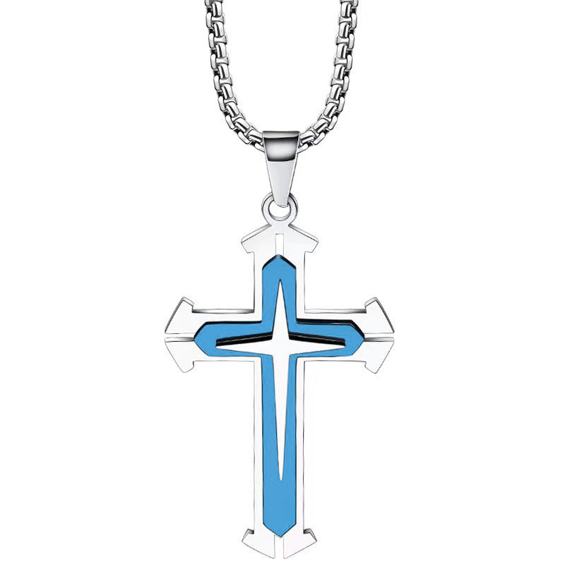 Comfortable Men's Dark Knight Cross Diamond Necklace