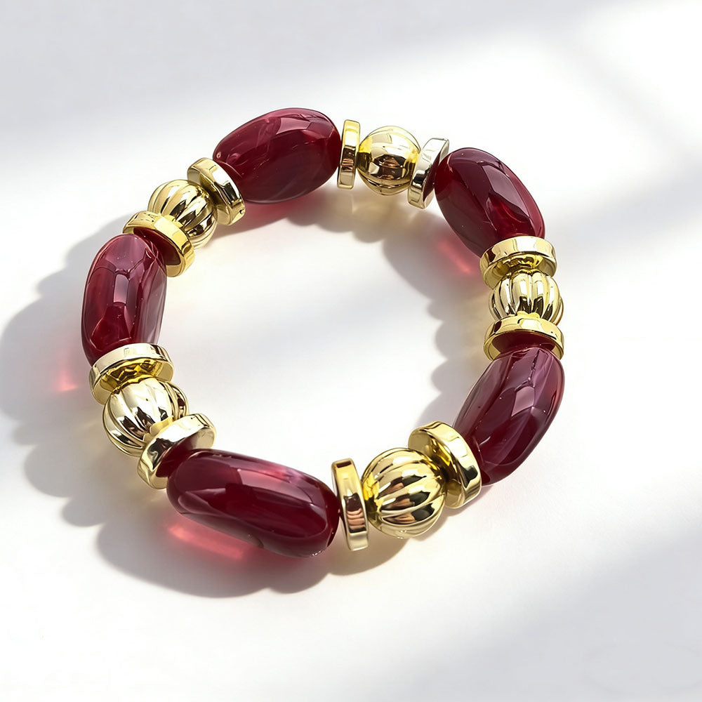 Women's Fashion Retro Irregular Resin Color Elastic Bracelets