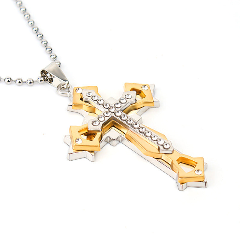 Comfortable Men's Dark Knight Cross Diamond Necklace