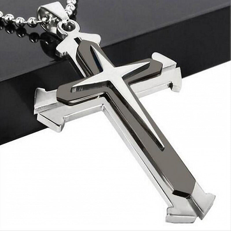 Comfortable Men's Dark Knight Cross Diamond Necklace