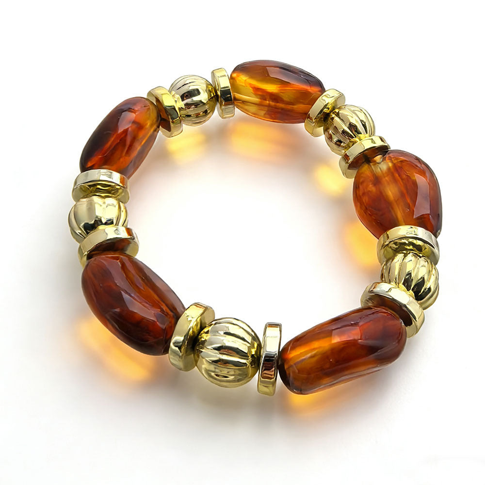 Women's Fashion Retro Irregular Resin Color Elastic Bracelets