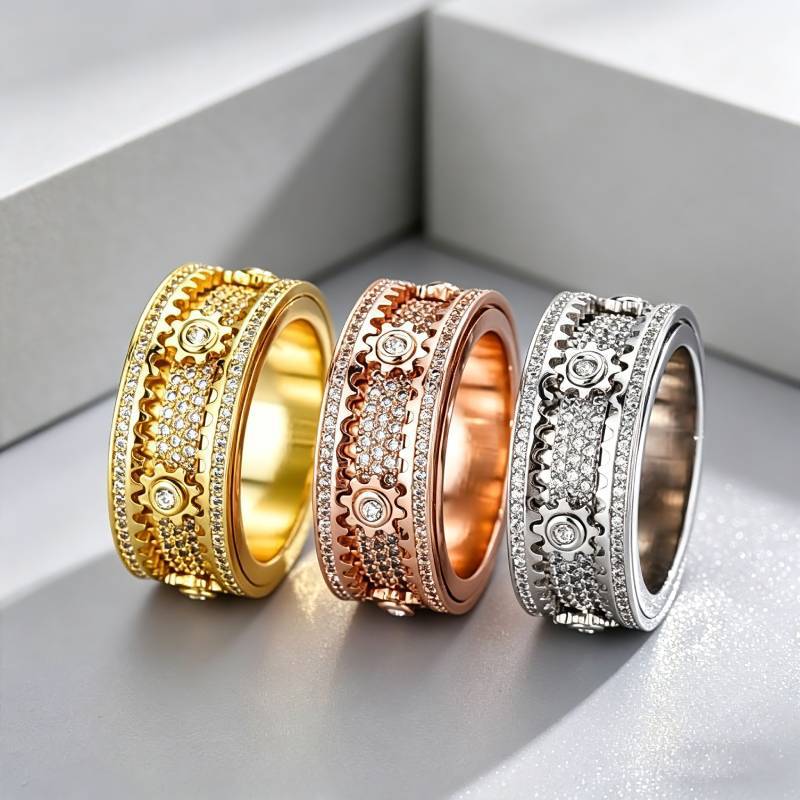 Women's & Men's Rotatable Gear Starry Fashion Ring