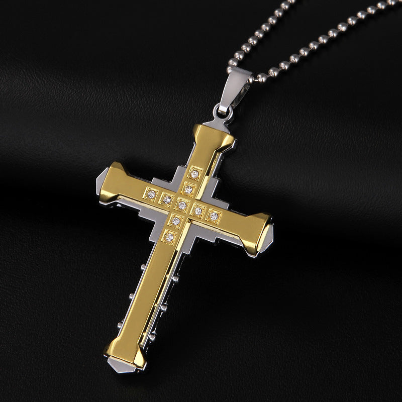 Comfortable Men's Dark Knight Cross Diamond Necklace