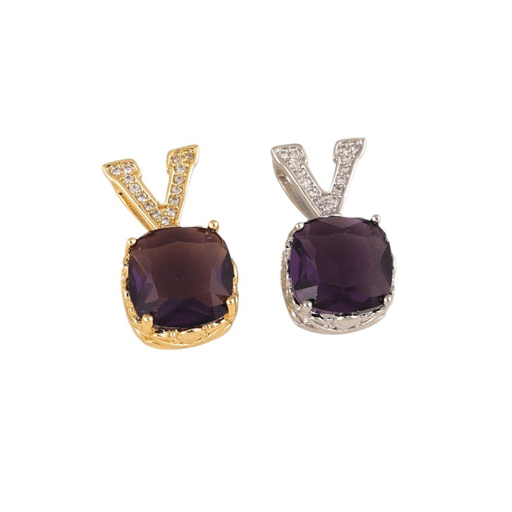 Women's Gold Sier Two-tone Amethyst Light Luxury Fashion Colorful Pendant