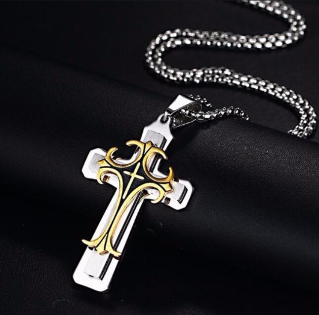 Comfortable Men's Dark Knight Cross Diamond Necklace