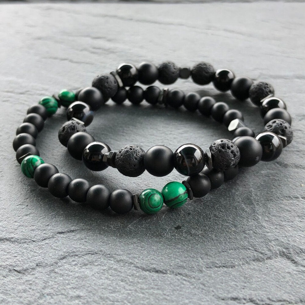 Men's Stretch Volcanic Stone Ornament Fashion Black Bracelets