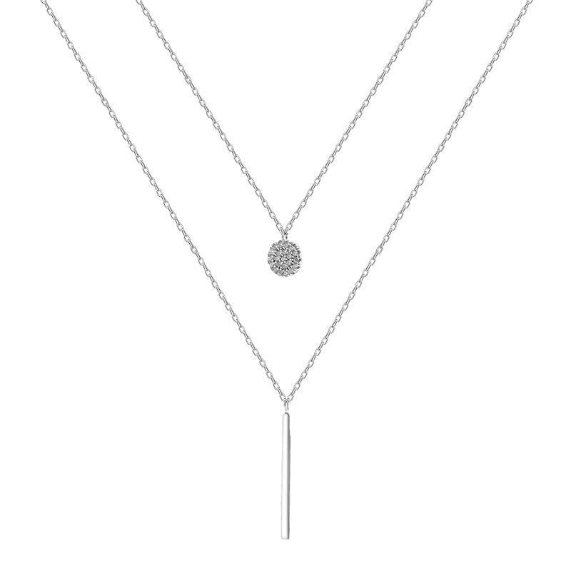 Women's Cold Style Sterling Diamond Inlaid Clavicle Chain Necklaces