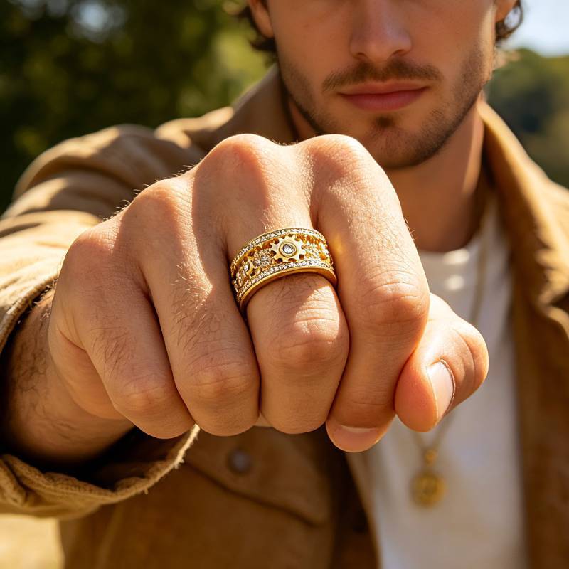 Women's & Men's Rotatable Gear Starry Fashion Ring