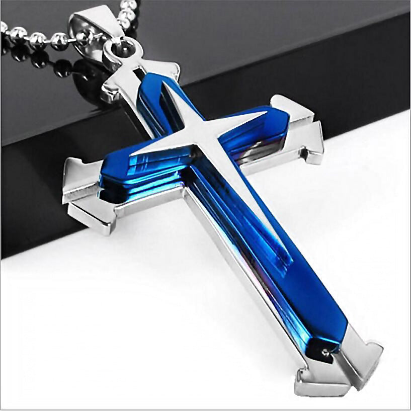 Comfortable Men's Dark Knight Cross Diamond Necklace