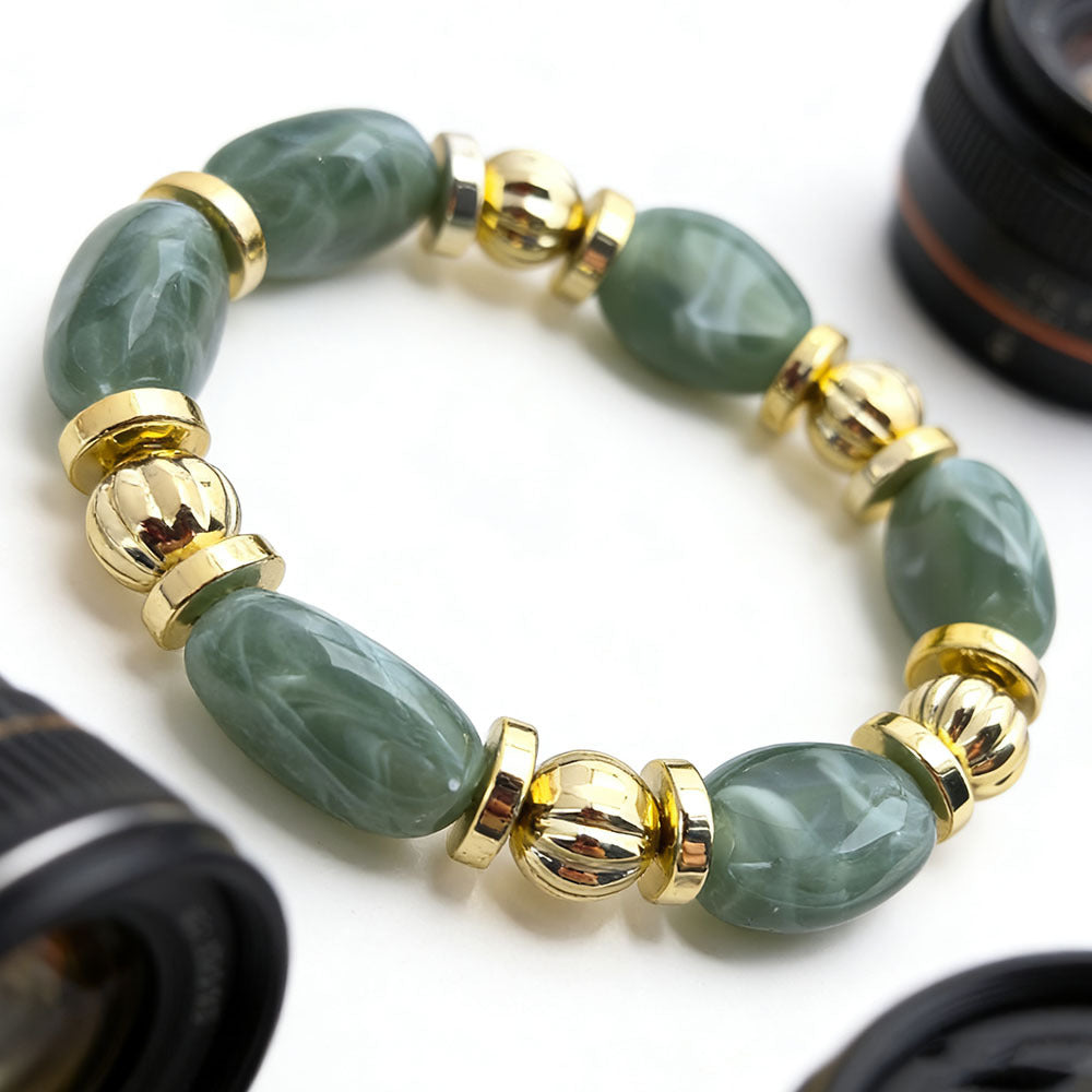 Women's Fashion Retro Irregular Resin Color Elastic Bracelets