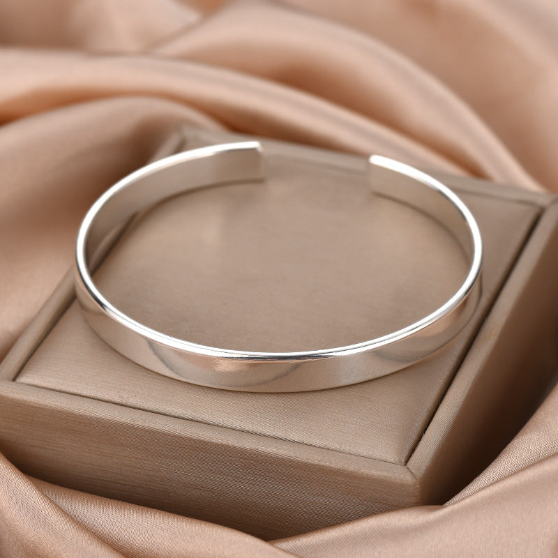Women's Korean Style Fashion Elegance Retro Imitation Sier Simple Opening Flat Bracelet