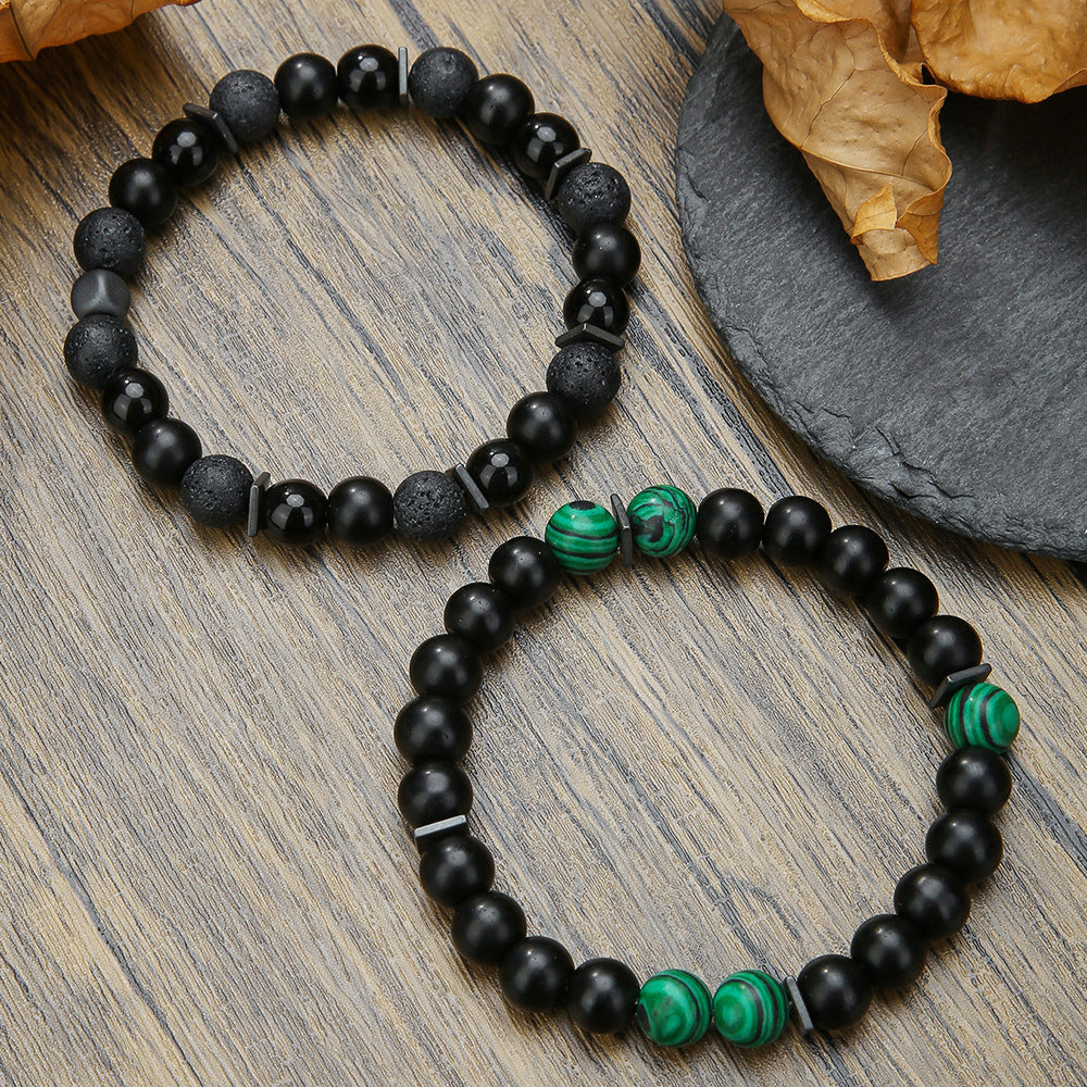 Men's Stretch Volcanic Stone Ornament Fashion Black Bracelets