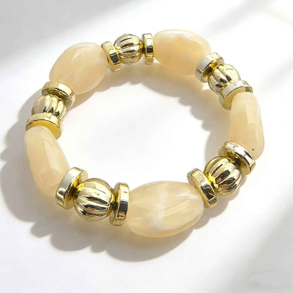 Women's Fashion Retro Irregular Resin Color Elastic Bracelets