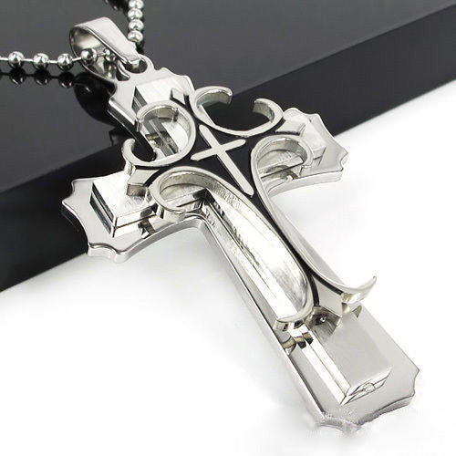Comfortable Men's Dark Knight Cross Diamond Necklace