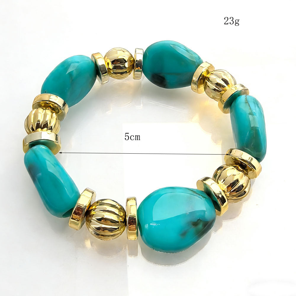 Women's Fashion Retro Irregular Resin Color Elastic Bracelets