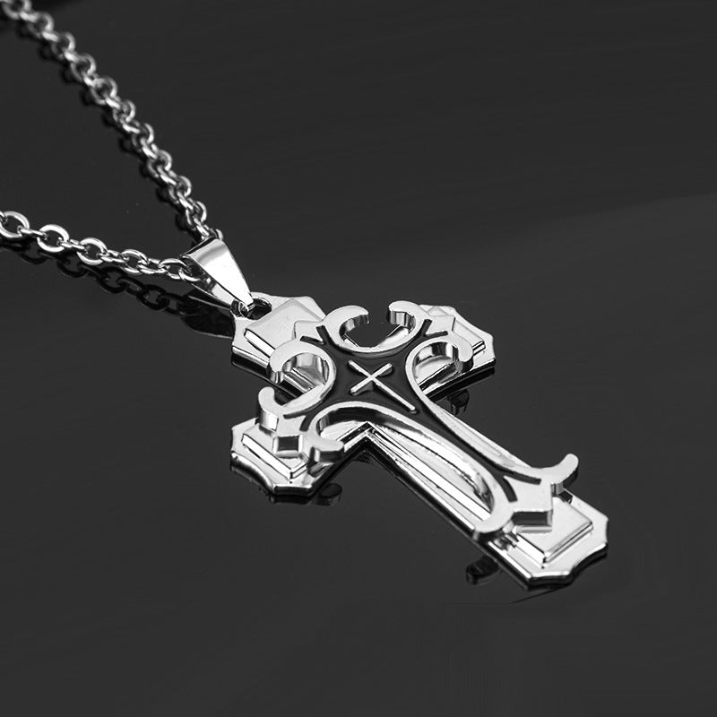 Comfortable Men's Dark Knight Cross Diamond Necklace