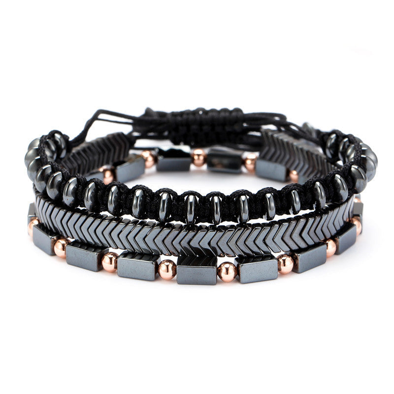 Men's Stretch Volcanic Stone Ornament Fashion Black Bracelets