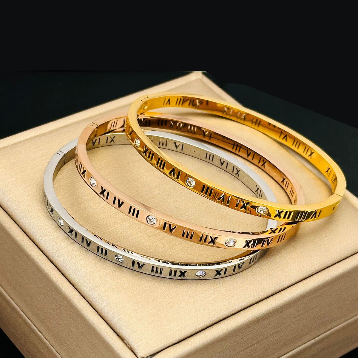Women's & Men's Titanium Steel Fashion Personality Roman Characters Bracelets