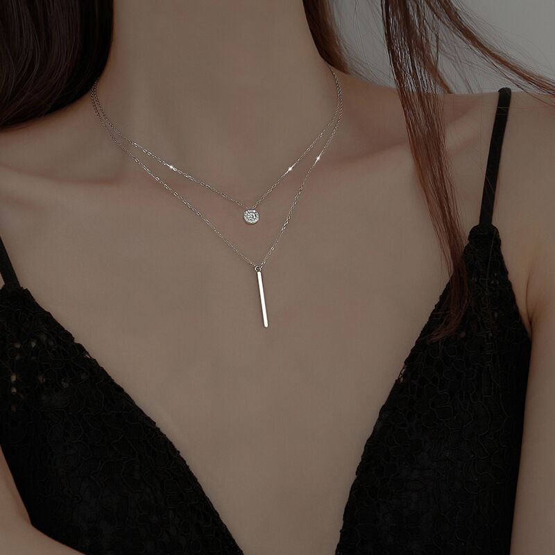 Women's Cold Style Sterling Diamond Inlaid Clavicle Chain Necklaces