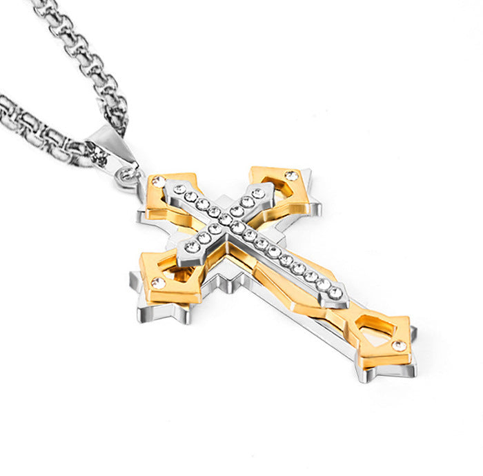 Comfortable Men's Dark Knight Cross Diamond Necklace