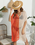 Women Dress Clothing Color Contrast Patchwork Deep V Plunge neck Hollow Out Cutout out Woven Shirt Beach Beach Cover Up