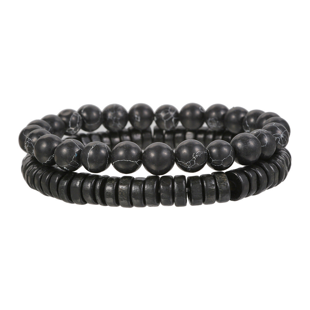 Men's Stretch Volcanic Stone Ornament Fashion Black Bracelets