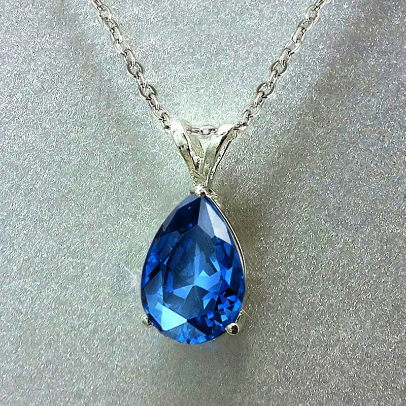 Women's Shi Fashion Diamond Water Drop Pear-shaped Zircon Simple Necklace