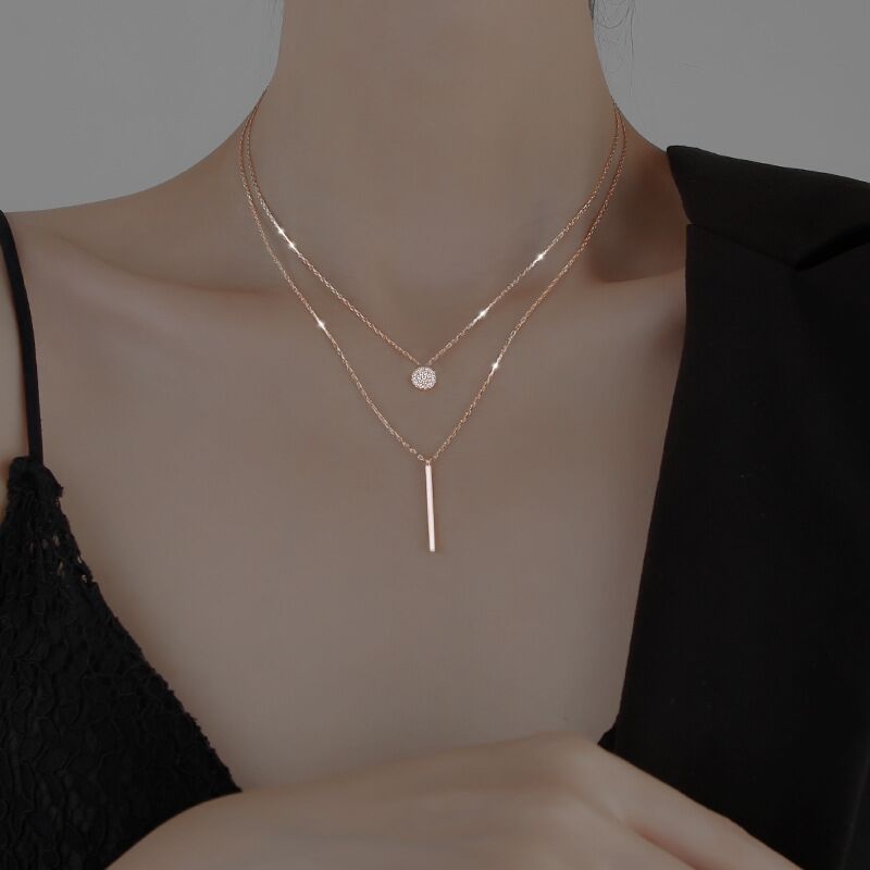 Women's Cold Style Sterling Diamond Inlaid Clavicle Chain Necklaces