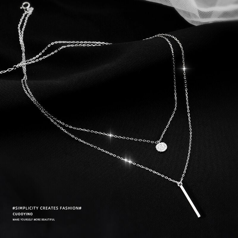 Women's Cold Style Sterling Diamond Inlaid Clavicle Chain Necklaces