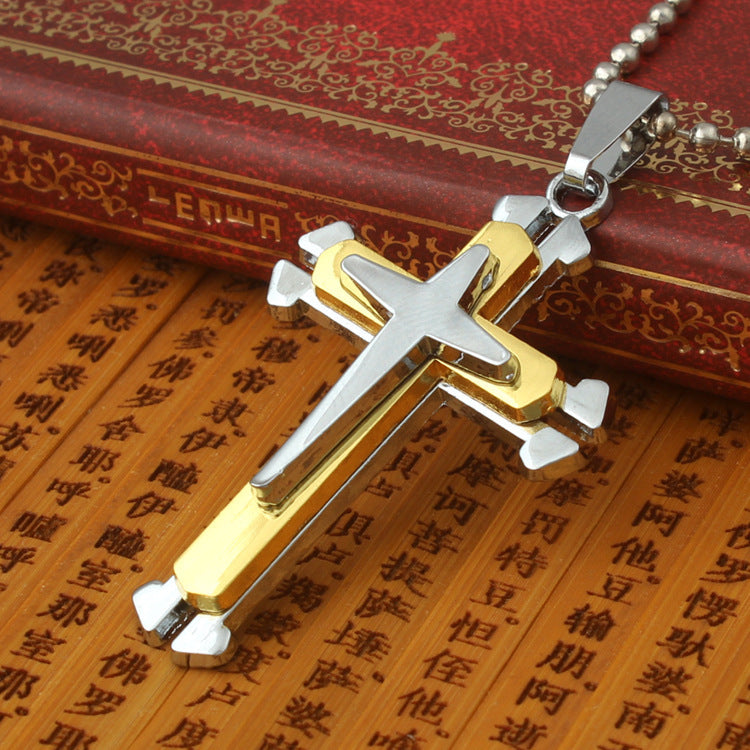Comfortable Men's Dark Knight Cross Diamond Necklace