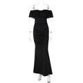 Women Clothing Summer Tube Top off Shoulder Fashionable Pleated Waist Slimming Dress