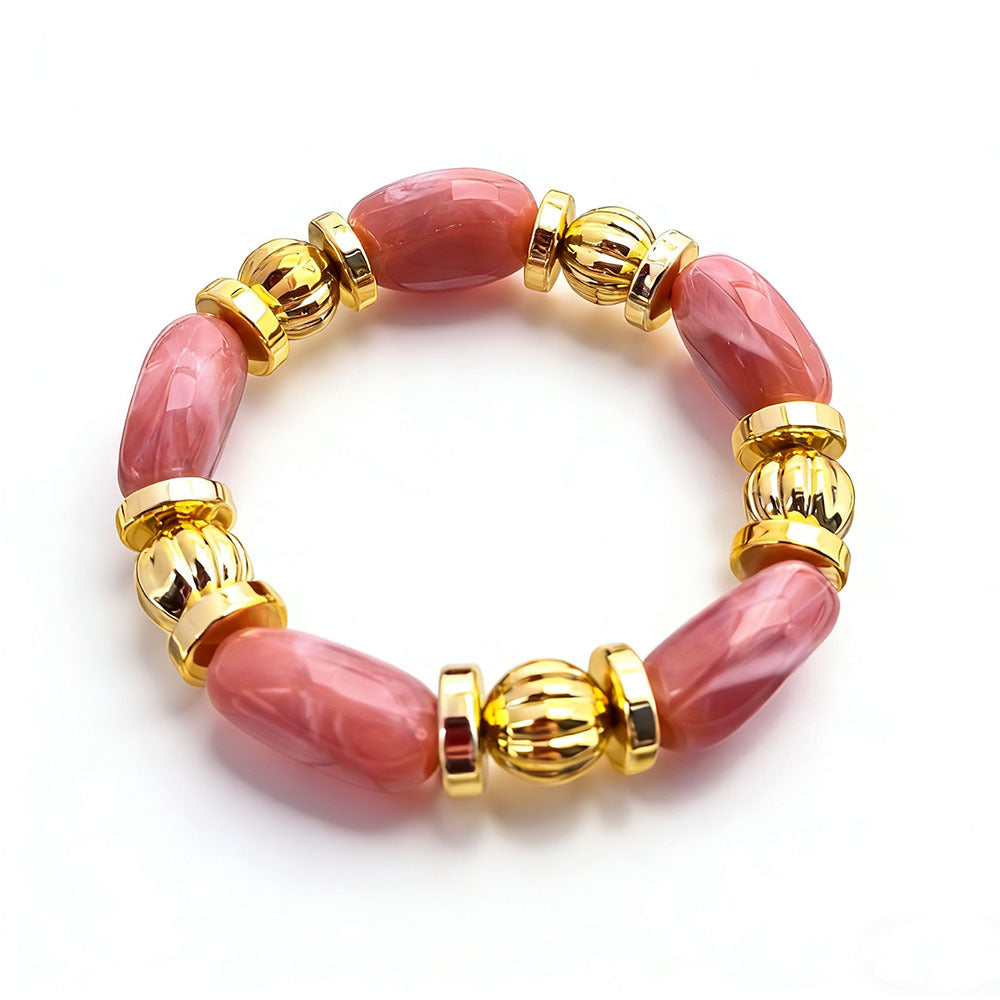 Women's Fashion Retro Irregular Resin Color Elastic Bracelets