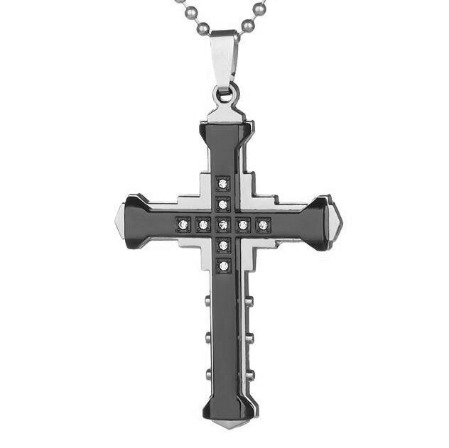 Comfortable Men's Dark Knight Cross Diamond Necklace