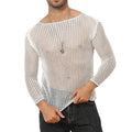 Men's Solid Color Transparent Thin Long-sleeved T-shirt Knitted Top
