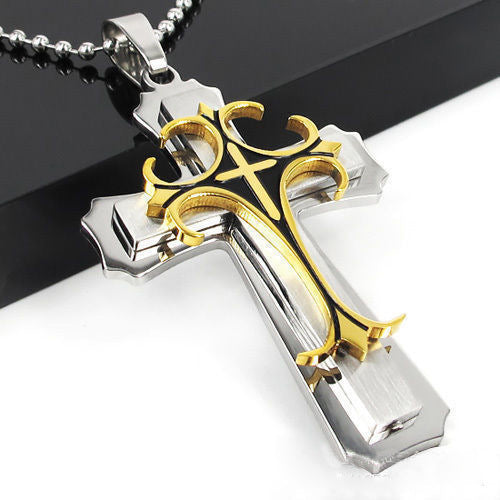 Comfortable Men's Dark Knight Cross Diamond Necklace