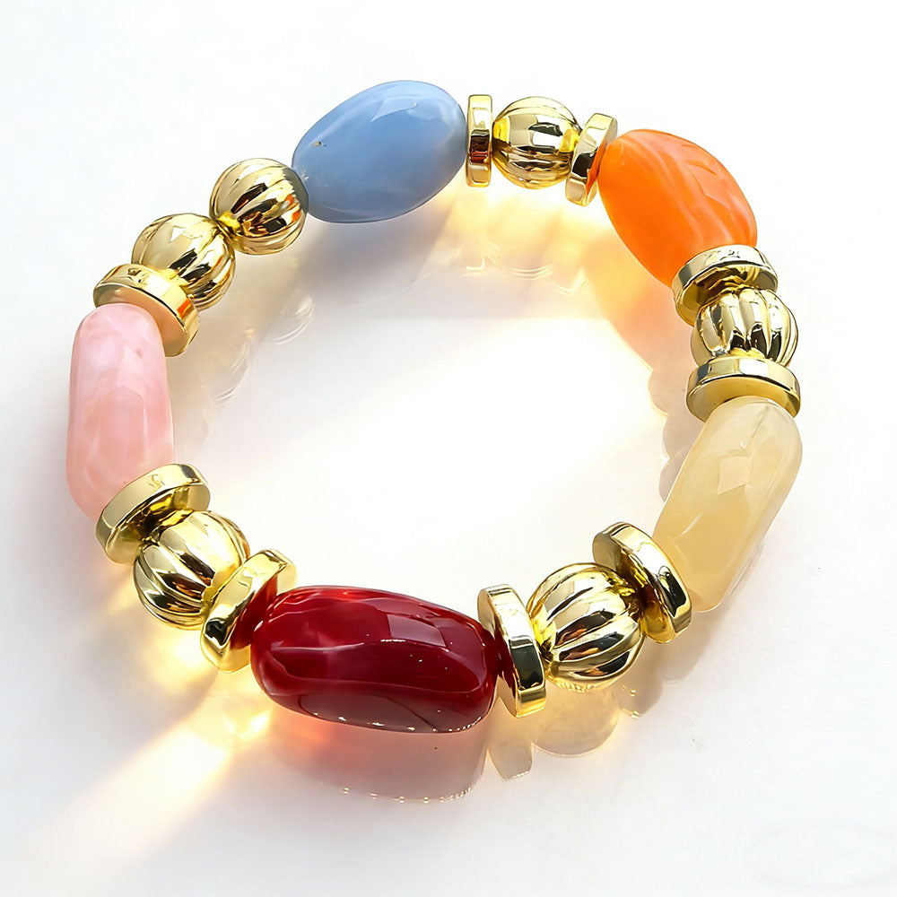 Women's Fashion Retro Irregular Resin Color Elastic Bracelets