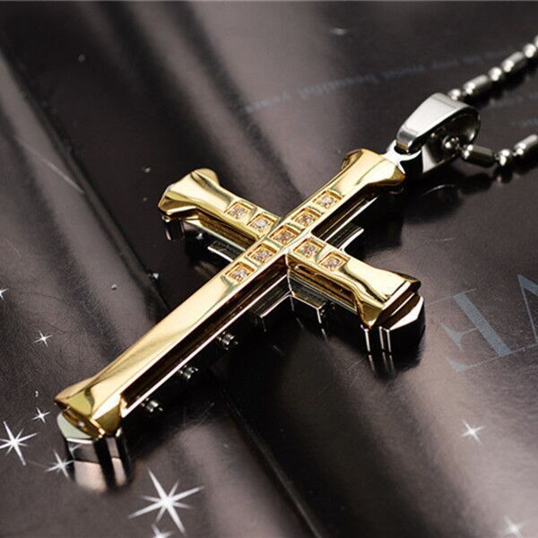Comfortable Men's Dark Knight Cross Diamond Necklace
