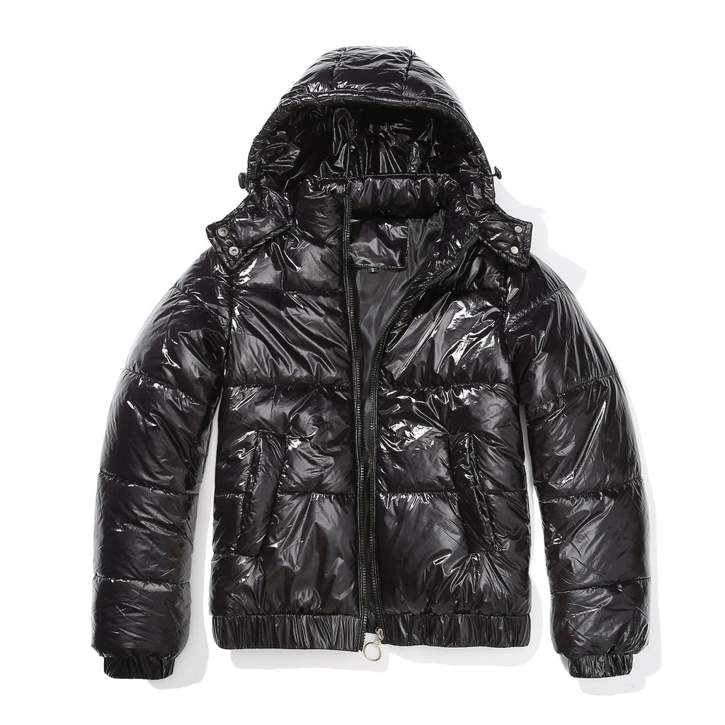 Fall Winter Hooded Cotton Padded Clothes 20D Film Splash Proof Fashionable Jacket Long Sleeve Glossy Cotton Padded Clothes for Women