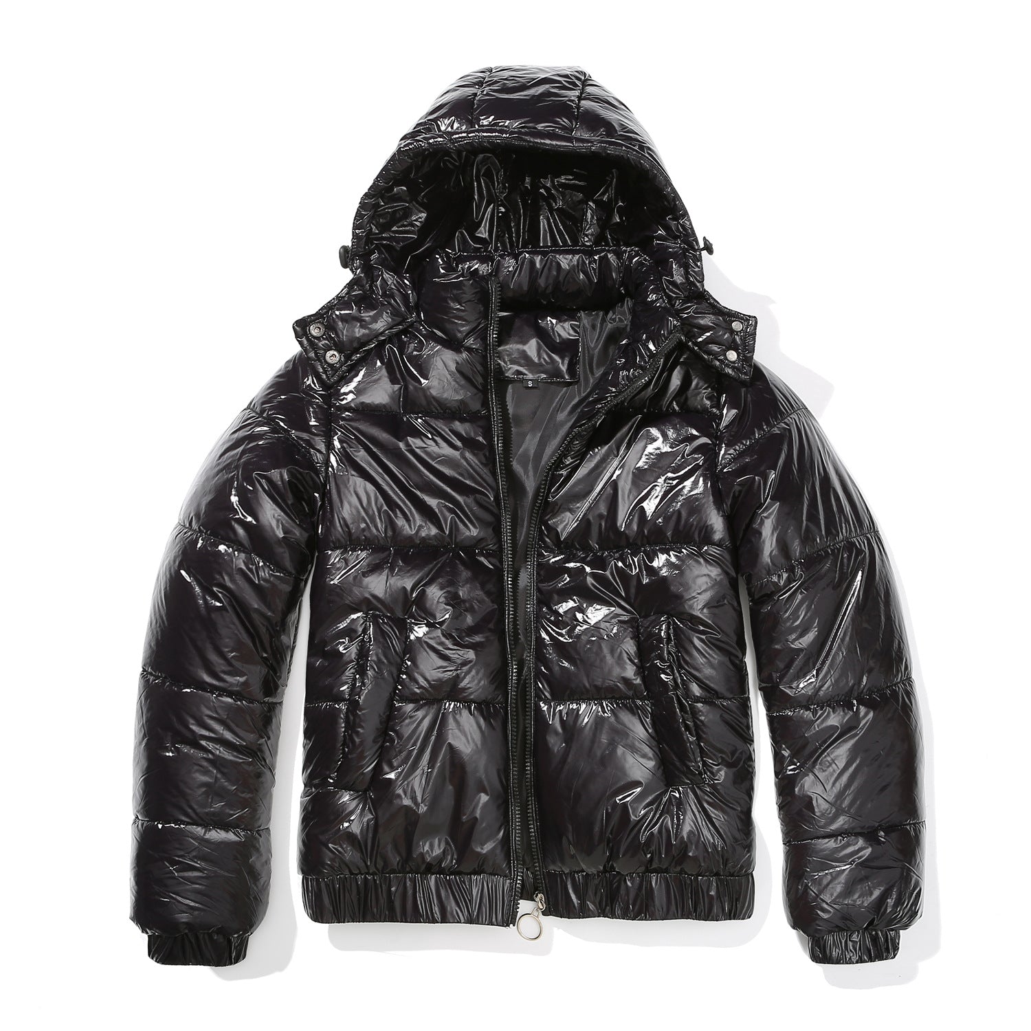 Fall Winter Hooded Cotton Padded Clothes 20D Film Splash Proof Fashionable Jacket Long Sleeve Glossy Cotton Padded Clothes for Women
