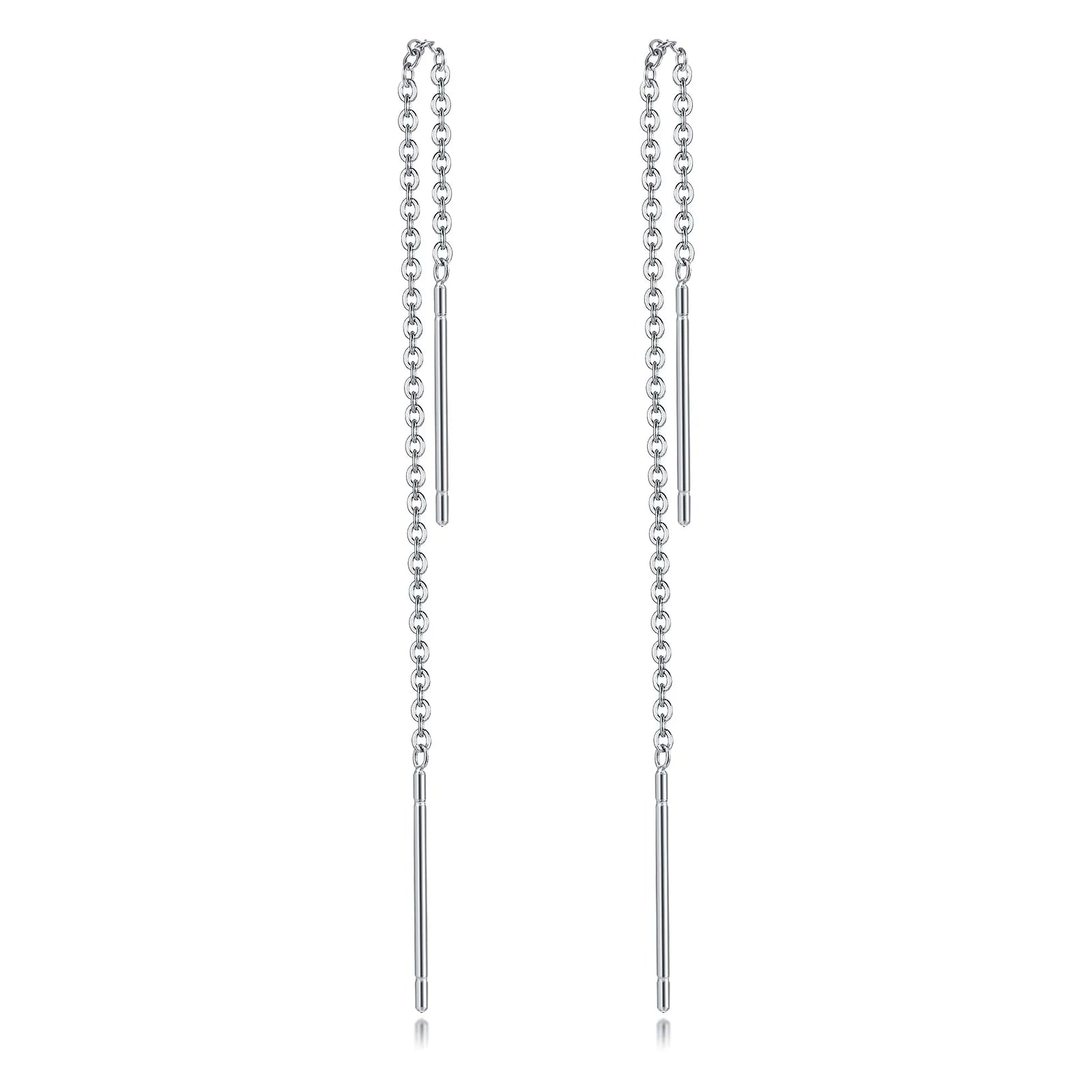 Long Threader Earrings for Women, Thin Linear Earring,Stainless Steel Chain Drop Ear Line , Fashion Korean Jewelry
