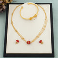 Crystal Earrings Bracelet Pendant Jewelry Set Gold Plated Necklace Elegant Women Fashion Trendy Bohemia Luxury Party Gift Bride