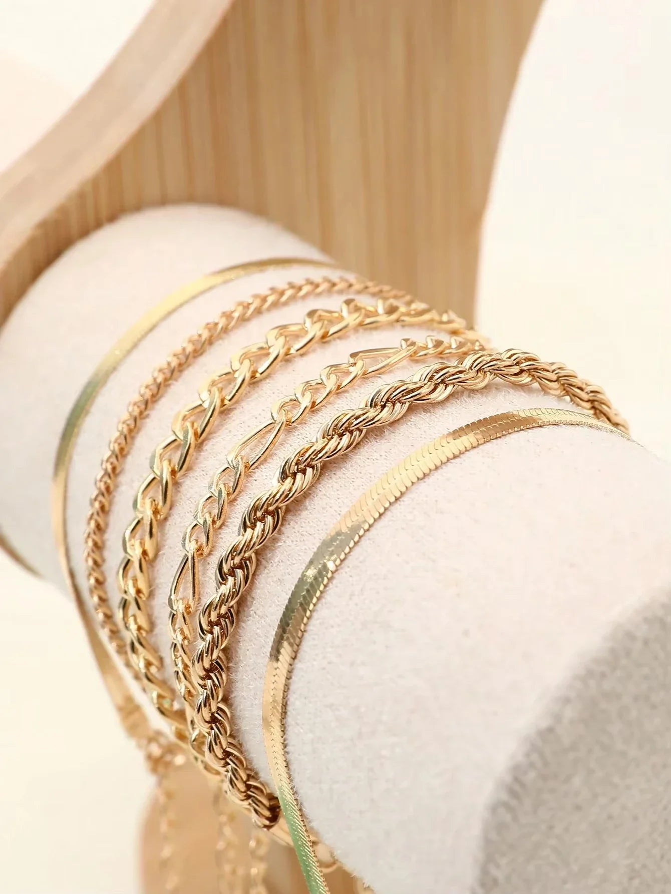 6pcs Fashion Punk Style Simple Cold Tone Chain Fashion Bracelet Set Suitable For Women's Daily Wear